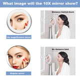 360 Degree Rotation 10X Magnifying LED Makeup Mirror Compact Suction Cup Folding Vanity Mirror with LED Light cosmetic Tools