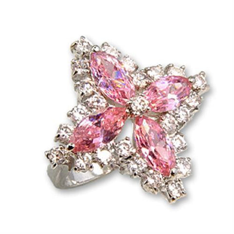 Rhodium Brass Ring with AAA Grade CZ in Rose