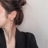 Single New Korean Rhinestone Earrings 2020 Shiny Drill Arc Ear Hanging Clip Earrings for Women Minimalist Ear Cuff