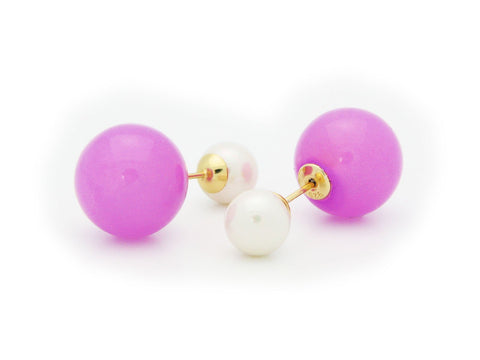 Faux Pearl Double Sided Earrings